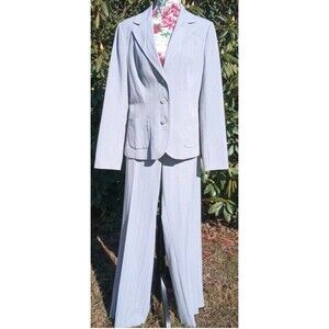 Atelier Womens 2 Piece Pant Suit Baby Blue 2 Button Sz 12 Heritage Quiet Luxury